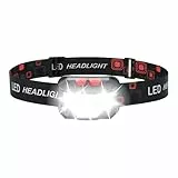 GRIFEMA LED Stirnlampe Wiederaufladbar, 8 Beleuchtungsmodi mit Bewegungssensor & Rotlicht, IPX45 Wasserdichte Kopflampe für Nachtlaufen, Wandern, Camping, Angeln, Joggen