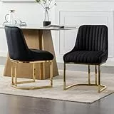 chairus Esszimmerstühle 2er Set Samt, Küchenstühle für Esszimmer, Moderne Polsterstühle mit Metallbeinen, Essstühle für Küche Wohnzimmer, Schwarz
