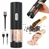 2 in 1 Elektrische Salz- und Pfeffermühle Set (USB wiederaufladbar), Automatische Salz- und Pfeffermühle mit LED-Beleuchtung, Einhandbedienung Einstellbare Grobheit - Perfekt für Küche, BBQ Geschenke