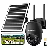 Lemnoi 4G LTE Solar Überwachungskamera Aussen mit SIM Karte Vorinstalliert & SD Karte, Akku Überwachungskamera mit 24/7 Aufzeichnung, Auto-Tracking, PIR Bewegungserkennung, Farbnachtsicht, Wasserdicht