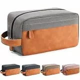 Lizzton Reise-Kulturtasche für Herren - Geschenke für Männer, Großes Fassungsvermögen, PU-Leder, Hängegriff, Dopp-Set-Organizer für Rasieren, Make-up, Fitnessstudio, Geschäftsreisen, Grau