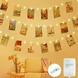 ZAIYW 5M 50 LED Foto Lichterkette Klammern mit Auto Timer, 5 Modi Lichterkette Fotoclips Batteriebetriebene mit 30 Klammern für Fotos Wand Wohnzimmer Hochzeiten Party