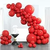 PartyWoo Luftballons Rot, 102 Stück Rote Ballon Girlande Satz von Verschiedene Größen mit 18 Zoll 12 Zoll 10 Zoll 5 Zoll, Luftballon Girlande für Geburtstagsdeko, Partydeko, Hochzeitdeko, Rot-Y57
