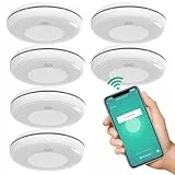 RUNIDUR Rauch und CO Melder Kombiniert WLAN, Smart Kombination Rauchmelder und Kohlenmonoxid Melder, Akkurater Sensor mit 10 Jahre Batterie,Testknopf und Lauter 85 dB Alarm, 6 Stück