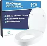 Foreversenior Toilettensitzerhöhung 7,5 cm – Erhöhter Toilettensitz mit Deckel & Absenkautomatik, ergonomische WC Sitzerhöhung für Senioren, einfache Montage, rutschfest & komfortabel
