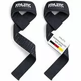 Zughilfen für Krafttraining und Bodybuilding (gepolstert) - Profi Lifting Straps 60 cm Länge für Fitness, Weightlifting, Kreuzheben - Zughilfe im Paar für Frauen und Männer (Schwarz (Silikon))