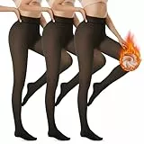 AKKQHH Thermo Strumpfhose Damen 3er Pack Gefütterte Thermostrumpfhose Fleece Warm Leggings Plüschstrümpfe Gefälschte Durchscheinend Pantyhose Winter
