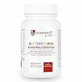 FürstenMED Kinder Multivitamin Vegan Kautabletten (Geschmack: Erdbeere) - Vitamin A, B, C, D & E speziell für Kinder entwickelt - 60 Tabletten - Laborgeprüft