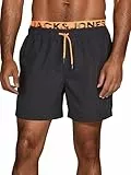 JACK & JONES Badehose Herren lang Badeshorts Doppelter Bund Maui JJSWIM Kurze Hosen Schwimmhose Shorts, Größe:L, Farbe:Shocking Orange (12281192)
