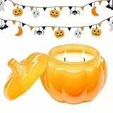 M&SENSE Halloween Kürbis Duftkerze|Gruselige Blaubeere| Pumpkin Herbst Deko,Halloween Geschenk|Große Kerze Natürliches Sojawachs 410g 85h Stunden Brennzeit,Ghoulish Blueberry