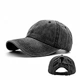 Ruyosn Basecap Damen Zopf Kappe Vintage Atmungsaktiv Verstellbar für Pferdeschwanz Hip Hop Baumwolle Mädchen Baseball Kappe Sommer Schwarz