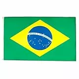 AZ FLAG - Flagge Brasilien - 90x60 cm - Brasilianische Fahne 100% Polyester mit Messing-Ösen - 50g