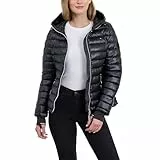 Tommy Hilfiger Damen leichte faltbare Daunenjacke mit Kapuze und Tasche, Schwarz , L