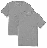 Amazon Essentials Herren T-Shirt mit kurzen Ärmeln und Rundhalsausschnitt in schmaler Passform, 2er-Pack, Grau Meliert, M