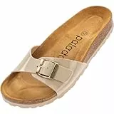 Palado Pantoletten Damen Malta Lack – Sandalen Made in Spain - elegante Hausschuhe mit Kork-Fußbett - modische Sommerschuhe Beige UK9 - EU42