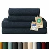Blumtal Premium Frottier Handtücher Set 4 teilig 100% Baumwolle - Oeko-TEX zertifiziertes Badetuch 2X (70x140 cm) + Towel 2X (50x100 cm) - saugstarkes Frottiertücher Set - Handtücher Blau Dunkel
