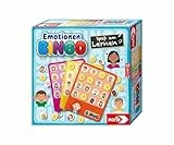 Noris Emotionen Bingo – Emotionen erkennen und zuordnen, fördert Empathie und soziales Lernen, mit 6 Bingo-Tafeln, 69 Chips und Stoffbeutel, Vorschulspiel ab 4 Jahren