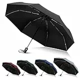 Vicloon Regenschirm, 8 Edelstahl-Rippen Auf-Zu Automatik Taschenschirm mit Schirmtasche, Teflonbeschichtung, Windsicher Klein Leicht Kompakt Reise Golfschirm-Schwarz