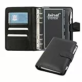 bind 10111 - Systemplaner A6, Organizer aus Nappaleder, Timeplaner in schwarz, Kalendermappe ca. 19 x 14 x 4 cm, Mappe mit Systemeinlage mit Kalender 1 Tag=1 Seite, Systemmappe mit Druckverschluss