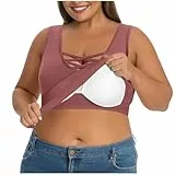 UHouse Oversized Top Damen mit Integriertem BH Yoga Trägertop Sport Tank Top Große Größen Tops Rückenfrei Unterhemd Gym Tanktop Sommer Oberteil Sporttop Spaghetti Damentop Fitness Achselshirt Rosa L