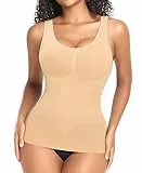 YARRCO Shape Unterhemd Damen Formende Tank Top Bauchweg Shapewear Sport Tanktop Figurformendes Trägertop Body Shaper Hemdchen Nahlos Camisole Shaping Hemd (Beige-Weite Träger, XL)
