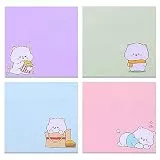 TIESOME niedliche selbstklebende Notizblöcke, 4 Stück, 320 Blatt Kawaii Tier-Haftnotizen, Cartoon-Lesezeichen, Wimpelketten