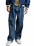 Haloumoning Jungen Jeans Kinder Cargohose Baggy Freizeithose Herbst Mode Casual Denimhose mit Elastischem Bund 5-14 Jahre, Dunkelblau, 13-14 Jahre