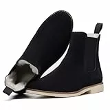 SL-Saint Handgefertigte Klassische Chelsea Stiefel für Männer Mode Echtes Rindsleder Slip On (Schwarz Wollfutter, Erwachsene, Herren, 45, Numerisch, EU Schuhgrößensystem, M)