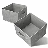 LCS-Store Aufbewahrungsbox 2er Set Grau, Organizer für Kleiderschrank, Büro, Kinderzimmer, Storage box faltbar (27 x 28 x 20cm), Stoffkiste für Kleidung, Spielzeug, Office