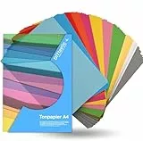 50x Tonpapier Papier bunt - 220 g/m² - Bastelpapier & Buntpapier - für Drucker & Basteln - Tonpapier & Tonkarton