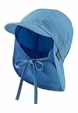 Sterntaler Schirmmütze Nacken Basic - Unisex Baby- und Kinder Mütze mit Nackenschutz - UV-Schutz 50+ Hut aus Popeline (Bio) - leichte Sommer Kopfbedeckung mit Gummiband - samtblau, Größe 55