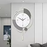 TOHOOYO Wanduhren für Wohnzimmer Dekoration große dekorative Wanduhren batteriebetrieben für Schlafzimmer Küche Büro Haus große Metallwanduhr mit Pendel stille Wanduhr Nicht tickend 13x21.65Zoll