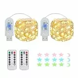 2 Stück LED Lichterkette, 100LED 10M / 34Ft 8 Modi USB lichterkette außen/innen Wasserdichte mit Fernbedienung für Schlafzimmer, Hof, Hochzeit, Weihnachten, DIY etc (Warmweiß)