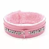 paloli Rosa Choker Halskette für Frauen Leder Fluffy Punk Leash Choker Halskette Gothic Cosplay Sexy Schmuck (PKdaddys)