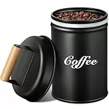gmisun Kaffeedose, 1L / 33 fl oz Kaffeebehälter für Kaffeebohnen, gemahlenen Kaffee, Kaffeekapseln, Kaffeepads, Kaffee Aufbewahrung, Vorratsdosen schwarz luftdicht, Kaffee Dose für kaffeebar