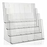 Taymar 4 Prospekthalter C330 X Vier Etagen Display Ständer für Prospekte und Broschüren in A4 quer, transparent