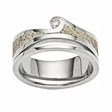 DUR Schmuck Ring MAUI Strandsand & Zirkonia Silber 925/- rhodiniert, 10mm (R6118) (58 (18.4))