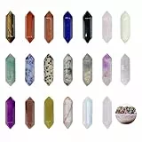 20 Stück Sechseckige Heilkristalle Set, Heilende Kristalle Steine, Edelsteine Chakra Steine, Amethyst Rosenquarz Obsidian Tigerauge Heilsteine für Anhänger Deko Geschenke Meditation