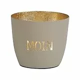 Seaside No.64 - Maritime Windlichter Baltic aus Metall mit ausgestanzten Motiven - Verschiedene Farbkombinationen für Teelichter & Stumpenkerzen in Haus und Garten (Moin - Sand, Gold)