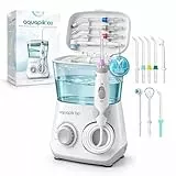 Aquapik® 100 professionelle Munddusche | 8 Düsen, 10 Druckstufen und 600 ml Tank | Ideal für Implantate und Kieferorthopädie| Plaqueentferner + von Zahnärzten empfohlen