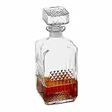 Relaxdays Whisky Karaffe, Glas, Dekanter für Whiskey, Cognac, Rum, Gin, 900 ml, Schnaps Karaffe Heimbar, transparent 10027876