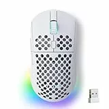 TMKB Falcon M1 Kabellose Gaming Maus - 24000 DPI, 180h Akku, 90g Leichtbau, 6 programmierbare Tasten, RGB-Beleuchtung, 2.4G/BT5.2/USB-C für PC/Mac/Laptop,weiß
