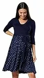 HAPPY MAMA Damen Umstandskleid Stillkleid 3/4 ?rmel 525 (Marine und Marine mit Sternen, 44-46, 2XL)