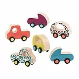 B. toys Holzspielzeug, 6 Spielzeugautos für Babys und Kinder – Bunte Holzautos mit Rädern – Babyspielzeug für Mädchen und Jungen ab 1 Jahr