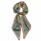GIMIRO Satin Seidenschal 148 x 13,5 cm Krawatte Double Layer Bund für Blazer, Mantel, Kleid (83# Brown - Dark Gray - Green PLS)