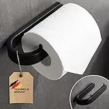 DEKAZIA® Toilettenpapierhalter ohne Bohren schwarz Toilettenpapier Halter schwarz matt Klopapierhalter ohne Bohren Klorollenhalter ohne Bohren Klopapierhalter Toilettenpapierhalter WC Papier Halterung
