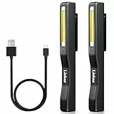 Linkax LED Arbeitsleuchte Werkstattlampe 2 Stück, Taschenlampe LED Aufladbar, COB Handlampe mit Magnet Clip für Auto Reparatur Notfall Garage Werkzeug Werkstatt Zubehör, Papa Kinder Männer Geschenk