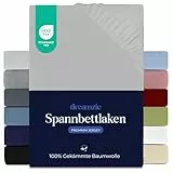 Dreamzie Premium Spannbettlaken 90x200 cm, Spannbetttuch für Dicke Matratzen bis zu 22 cm, Bettlaken 100% Jersey Baumwolle, 150 g/m², Oeko-TEX Zertifiziert - Grau