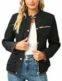 BELLIVERA Damen Winter-Puffermantel mit Rautensteppung, leichte Jacke mit Stehkragen 15003 Schwarz S
