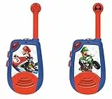Lexibook, Mario Kart, Digitale Walkie-Talkies für Kinder, 2 km Reichweite, Morselichtfunktion, Gürtelclip für den Transport, batteriebetrieben, blau/rot, TW25NI